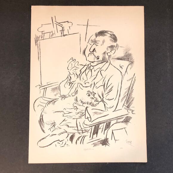 George Grosz "Self Portrait" 1930s Art Print Treasury Collection Sketch Vintage - Picture 1 of 10